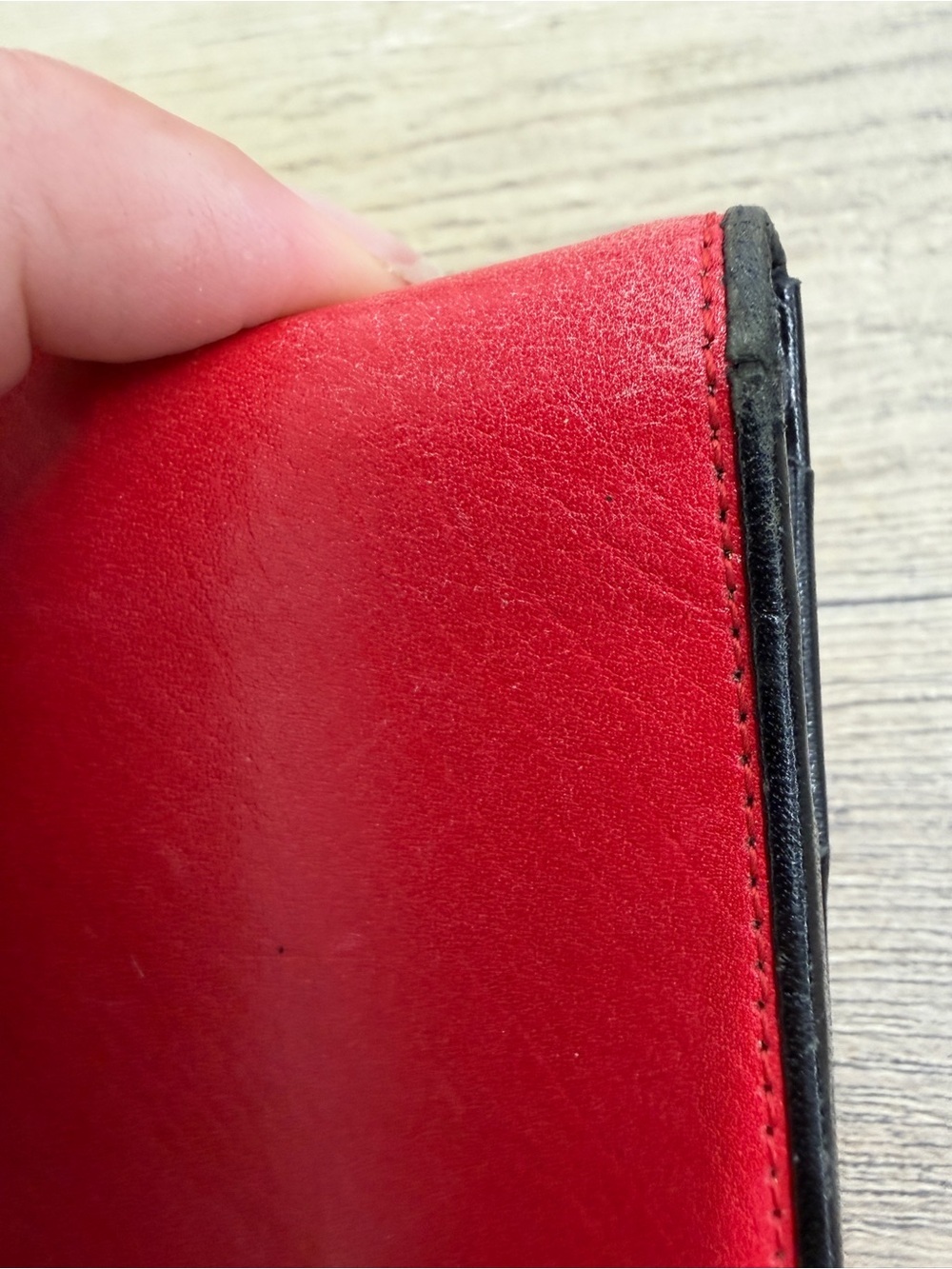 Yves Saint Laurent Vintage Red Leather Long Wallet with Black Logo Trim - Picture 10 of 12